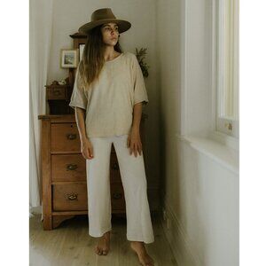 The Simple Folk Womens Oversized Terry Top Size 14 Ecru Organic Cotton